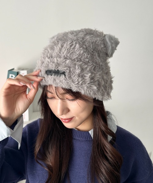 ニット帽 ニットキャップ ふわふわクマ耳ニット レディース : ZOZOTOWN