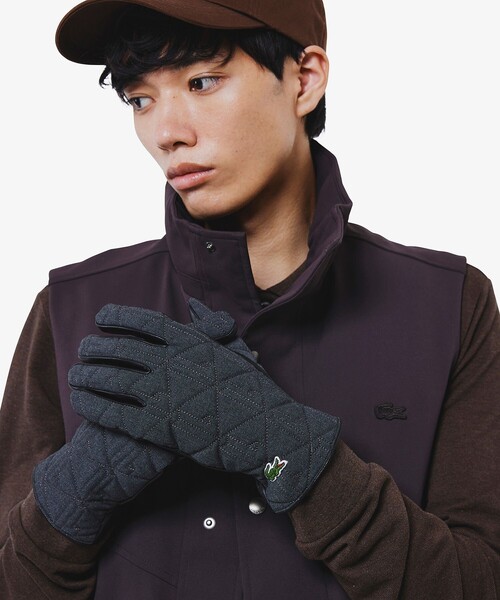 LACOSTE（ラコステ） 手袋 モノグラムキルティングレザーコンビ