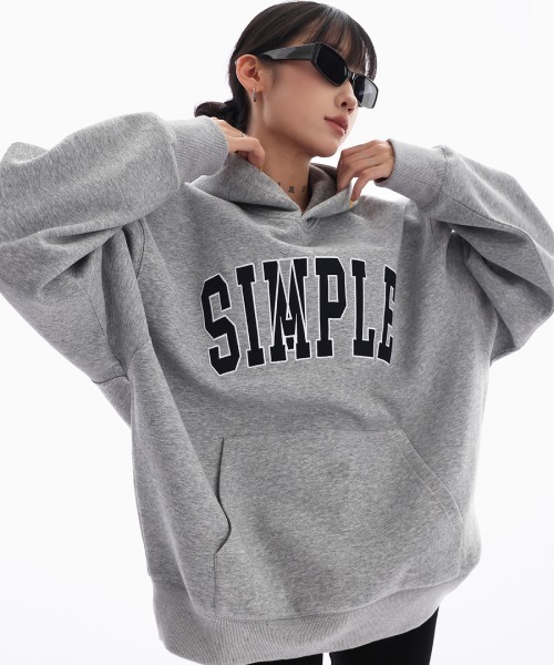mushwear（マッシュウェア） パーカー 文字刺繍入りテクスチャード加工