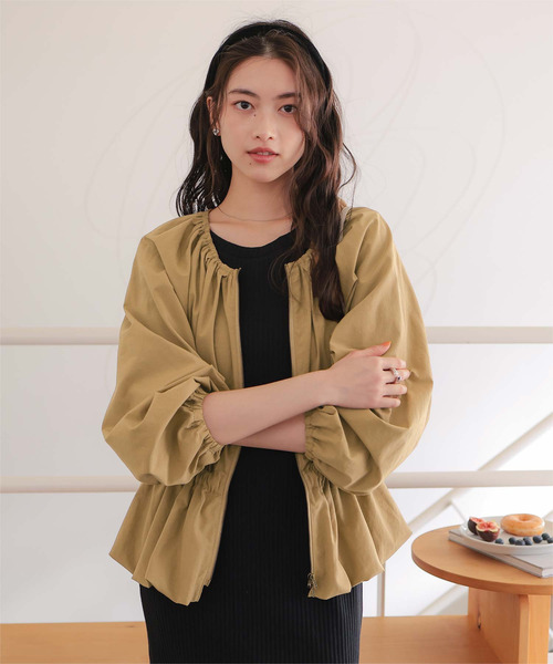 ドゥロワー コットン ジャケット ブルゾン ペプラム ベージュ S 日本製 JILL by JILL STUART（ジルバイジルスチュアート） コート アウター