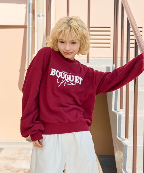 トップス ynwa LOVETOXIC トレーナー 「秒かわトップス」ロゴ刺しゅうベーシック