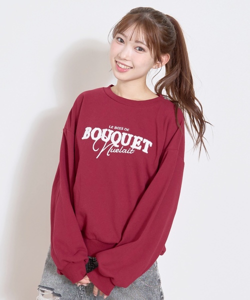 LOVETOXIC トレーナー 「秒かわトップス」ロゴ刺しゅうベーシック