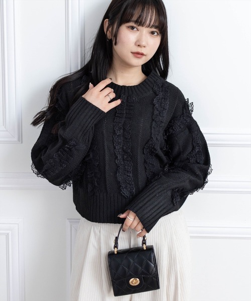 CLEAR BASIC ニット セーター レースフリルニットトップス「大人