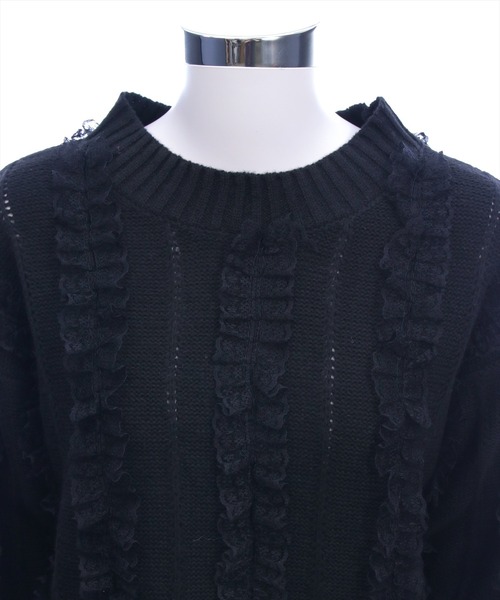 CLEAR BASIC ニット セーター レースフリルニットトップス「大人