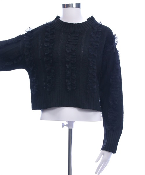 CLEAR BASIC ニット セーター レースフリルニットトップス「大人