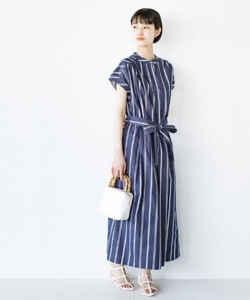 「ANNA LUNA」 半袖ワンピース LARGE ネイビー レディース_画像3