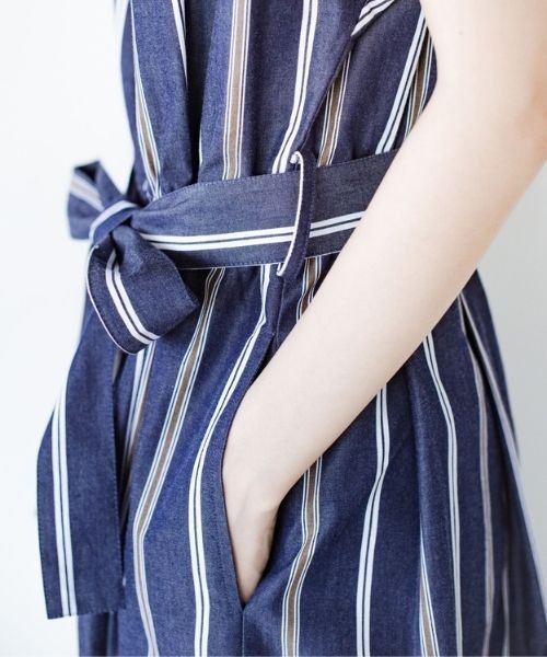 「ANNA LUNA」 半袖ワンピース LARGE ネイビー レディース_画像9