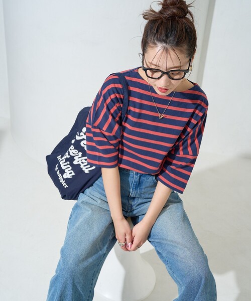 「FREAK'S STORE」 半袖Tシャツ フリ- グリーン レディース_画像6