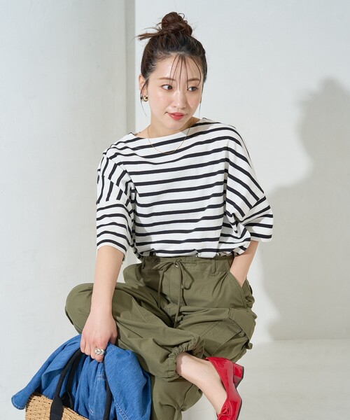 「FREAK'S STORE」 半袖Tシャツ フリ- グリーン レディース_画像7