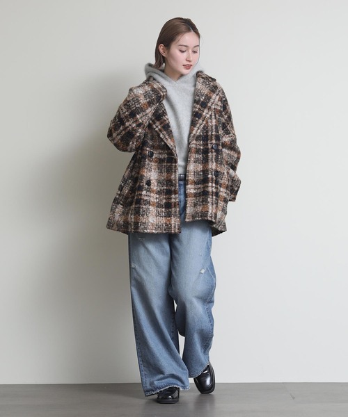 コート アウター ブークレチェックコート レディース : ZOZOTOWN Yahoo
