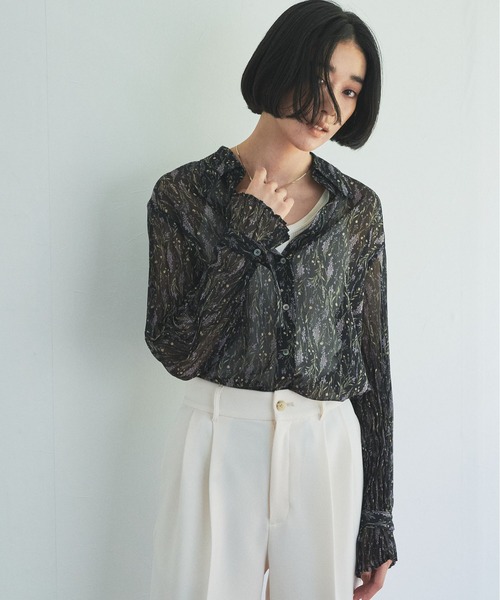 「Audrey and John Wad」 長袖シャツ FREE グレイッシュブルー レディース_画像2