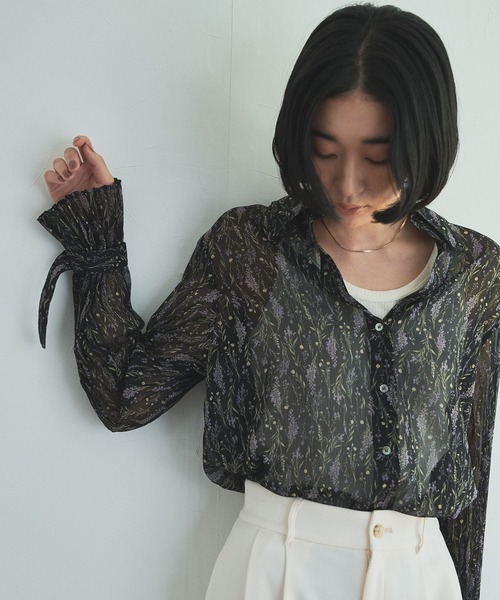 「Audrey and John Wad」 長袖シャツ FREE グレイッシュブルー レディース_画像3