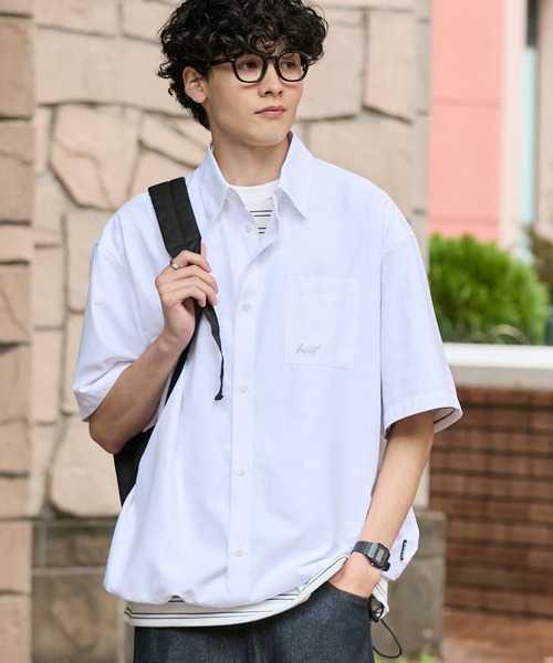 FADED GLORY ボーダーtシャツ 半袖 ボックスシルエット 短丈 シティ HECT シャツ 半袖 「HECT」Box Silhouette Logo Drawstring S/S Shirt