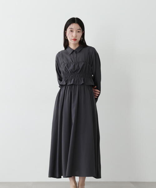 「N.(N. Natural Beauty Basic)」 コンビワンピース MEDIUM グレイッシュベージュ レディース_画像2