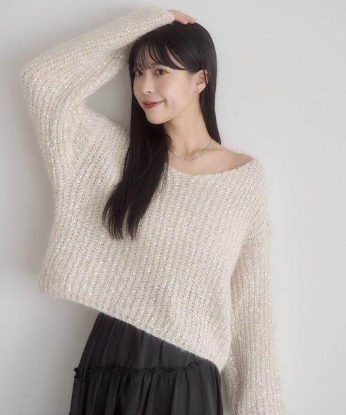 「mellowneon」 長袖ニット FREE アイボリー レディース_画像5