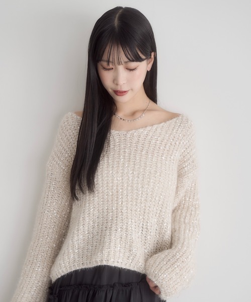 「mellowneon」 長袖ニット FREE アイボリー レディース_画像7