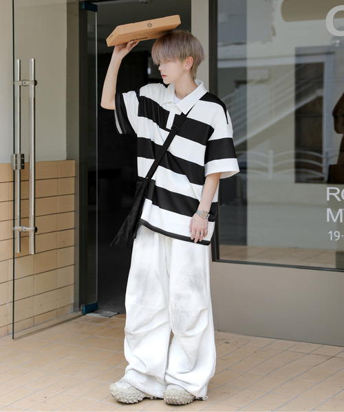 「neos」 半袖ポロシャツ X-LARGE ホワイト×グリーン メンズ_画像9