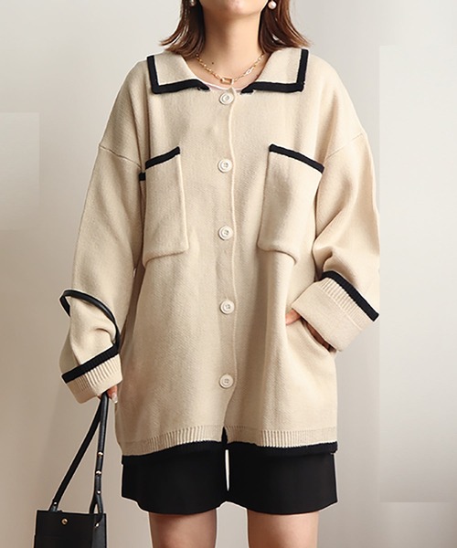 「Isn't She?」 ニットカーディガン FREE ブラック レディース_画像3