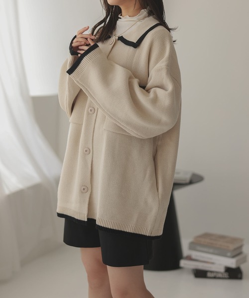 「Isn't She?」 ニットカーディガン FREE ブラック レディース_画像4