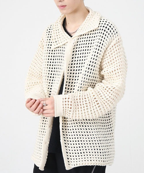 「WESTBOY」 ニットカーディガン M ホワイト メンズ_画像5