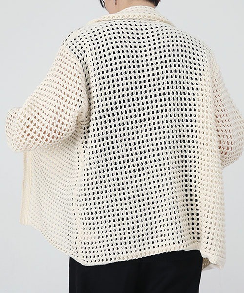 「WESTBOY」 ニットカーディガン M ホワイト メンズ_画像6