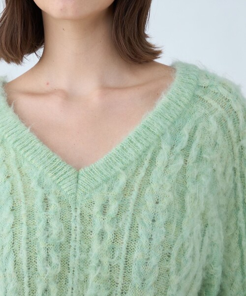 「MACPHEE」 長袖ニット S ライトブルー レディース_画像6