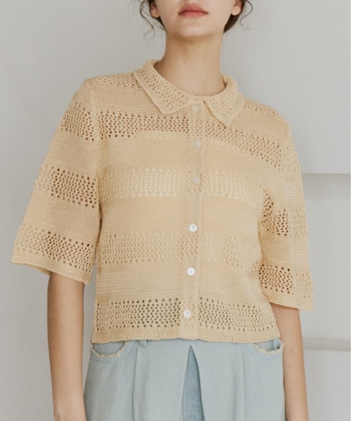 OLUN サマーニット ニット セーター crochet summer knit cardigan