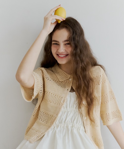 OLUN サマーニット ニット セーター crochet summer knit cardigan