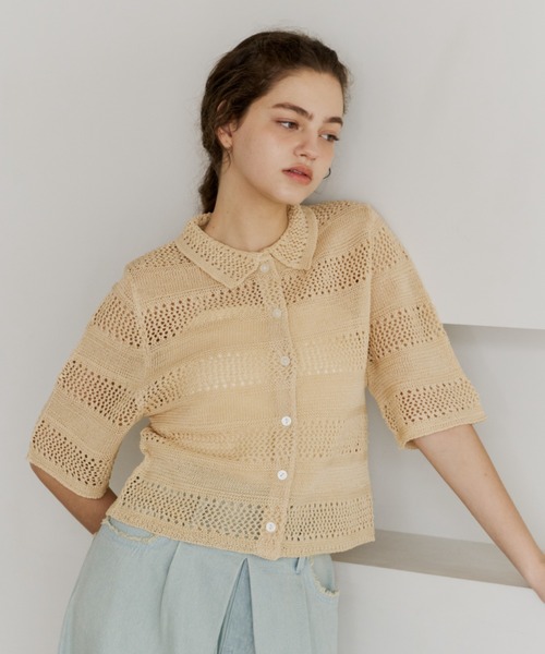 OLUN サマーニット ニット セーター crochet summer knit cardigan