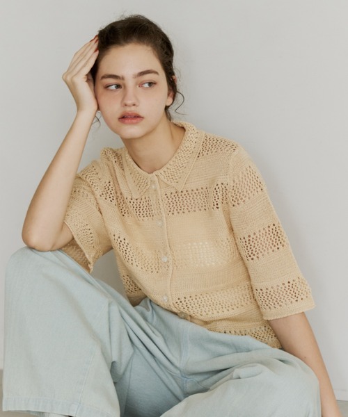 OLUN サマーニット ニット セーター crochet summer knit cardigan