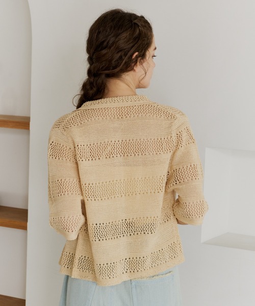 OLUN サマーニット ニット セーター crochet summer knit cardigan