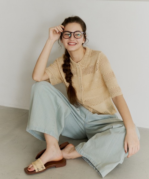 OLUN サマーニット ニット セーター crochet summer knit cardigan