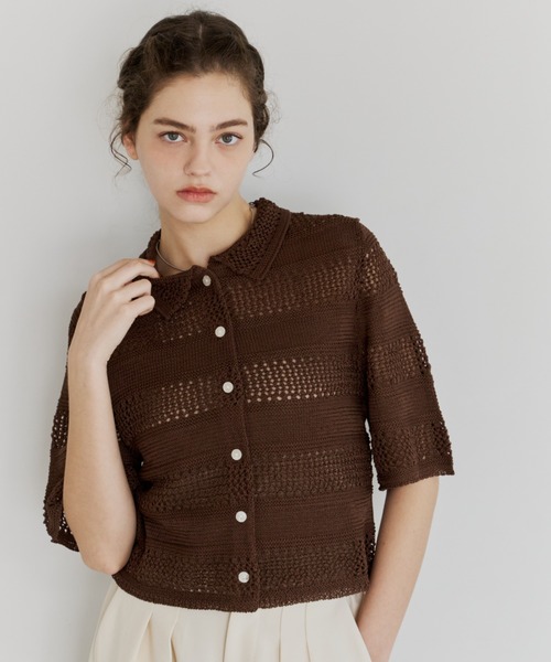 OLUN サマーニット ニット セーター crochet summer knit cardigan