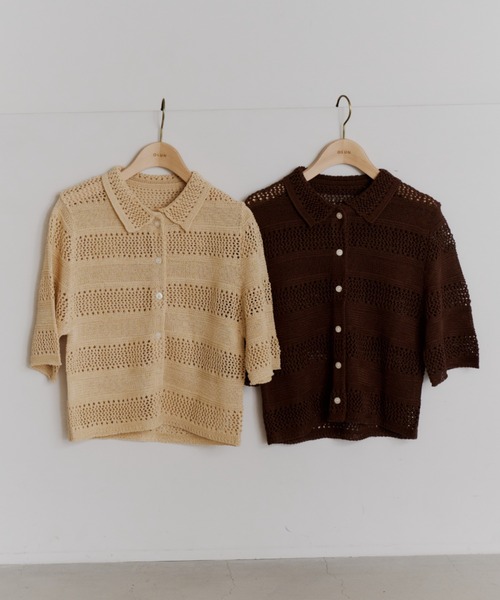 OLUN サマーニット ニット セーター crochet summer knit cardigan
