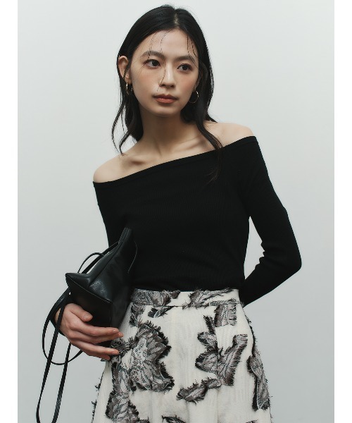 anuans（アニュアンス） スカート ボタニカルフラワーカットジャガード