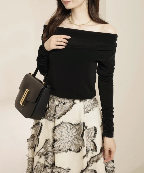 anuans（アニュアンス） スカート ボタニカルフラワーカットジャガード