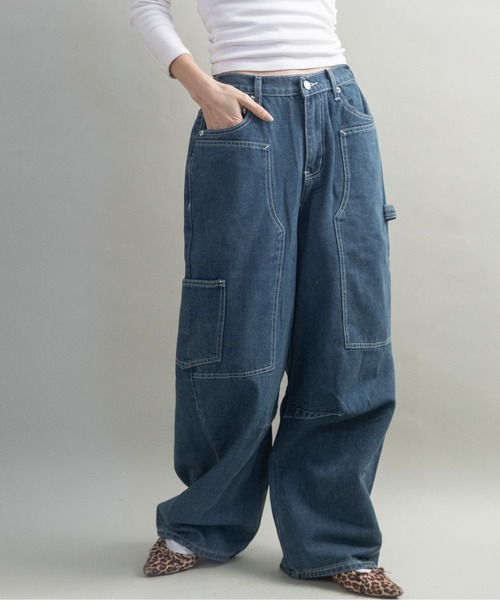 ワイドパンツ ジーンズ デニム デニムパンツ ペインター ワイドデニム