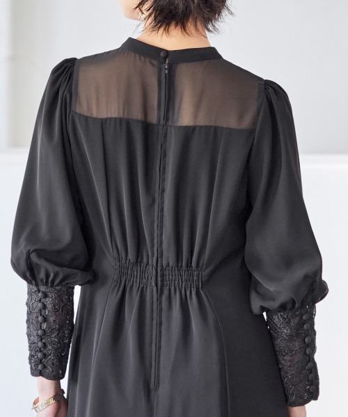 「Callarus」 7分袖ワンピース M ブラック レディース_画像2