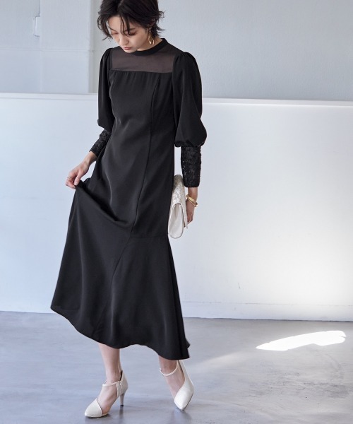 「Callarus」 7分袖ワンピース M ブラック レディース_画像7