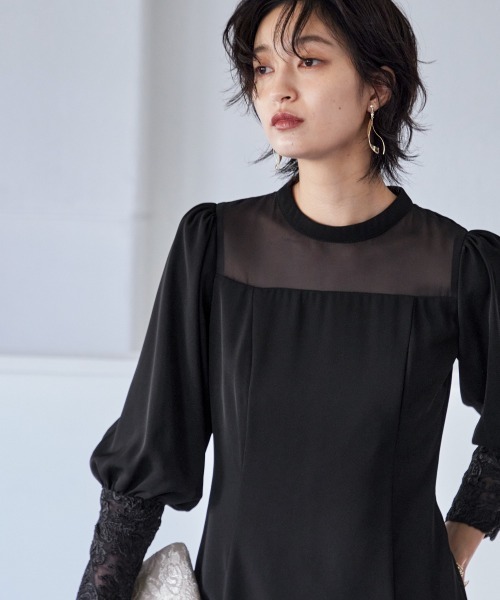 「Callarus」 7分袖ワンピース M ブラック レディース_画像8