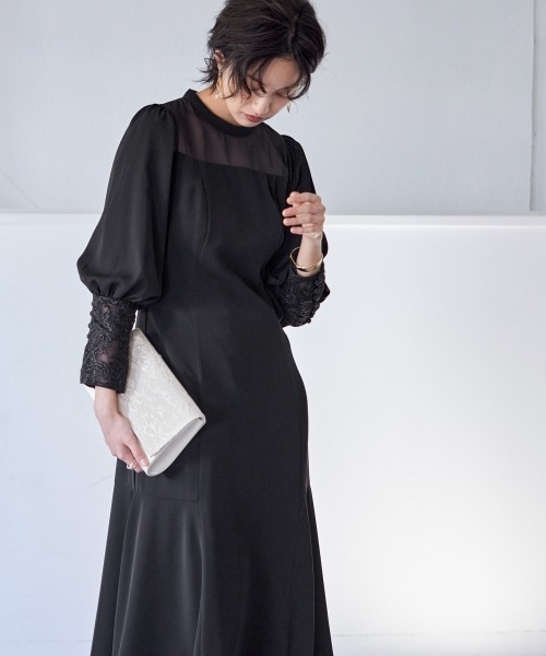 「Callarus」 7分袖ワンピース M ブラック レディース_画像9