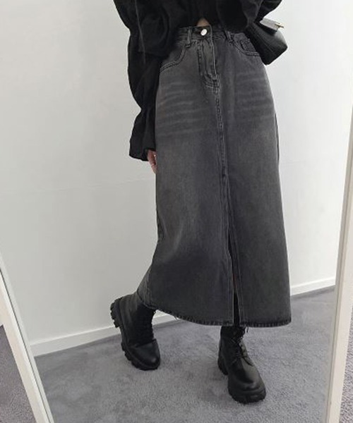 「me+em select」 デニムスカート SMALL ライトブルー レディース_画像4