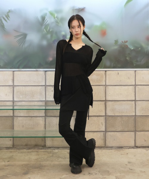 「FOLLOWIN」 スラックス FREE ネイビー レディース_画像2