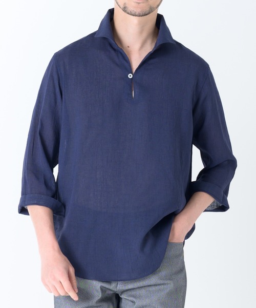TETE HOMME（テット オム） 七分袖 シャツ 展開店舗限定 リネンライク