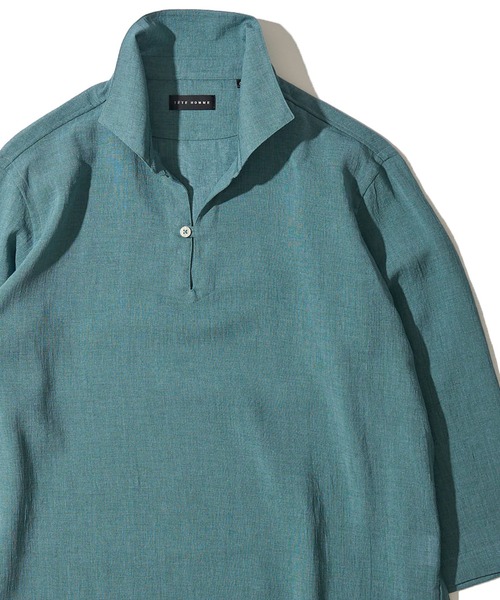 TETE HOMME（テット オム） 七分袖 シャツ 展開店舗限定 リネンライク