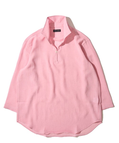美品 イタリア製 ボリエッロ リネン カプリシャツ Mピンク 開襟 スキッパー TETE HOMME（テット オム） シャツ 展開店舗限定 リネンライク