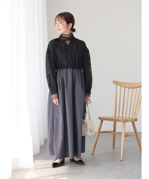 「Te chichi TERRASSE」 ドッキングワンピース F ブラック レディース_画像2