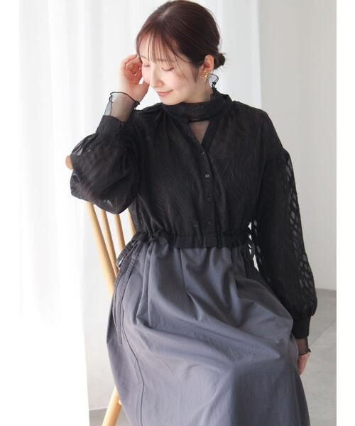 「Te chichi TERRASSE」 ドッキングワンピース F ブラック レディース_画像6