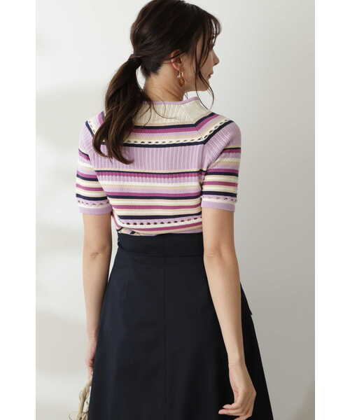 「JILL STUART」 半袖ニット FREE パープル レディース_画像8