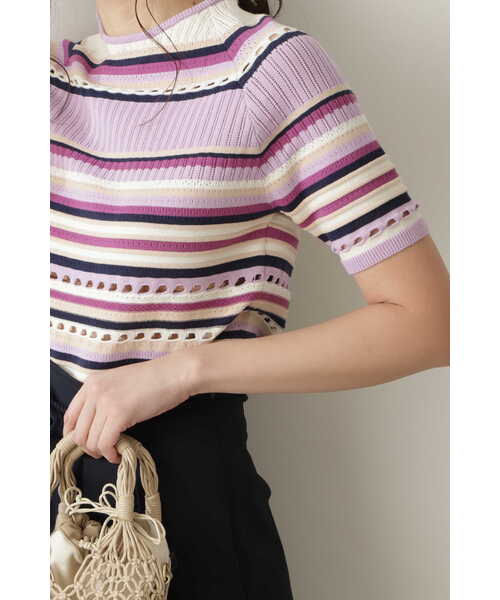 「JILL STUART」 半袖ニット FREE パープル レディース_画像9